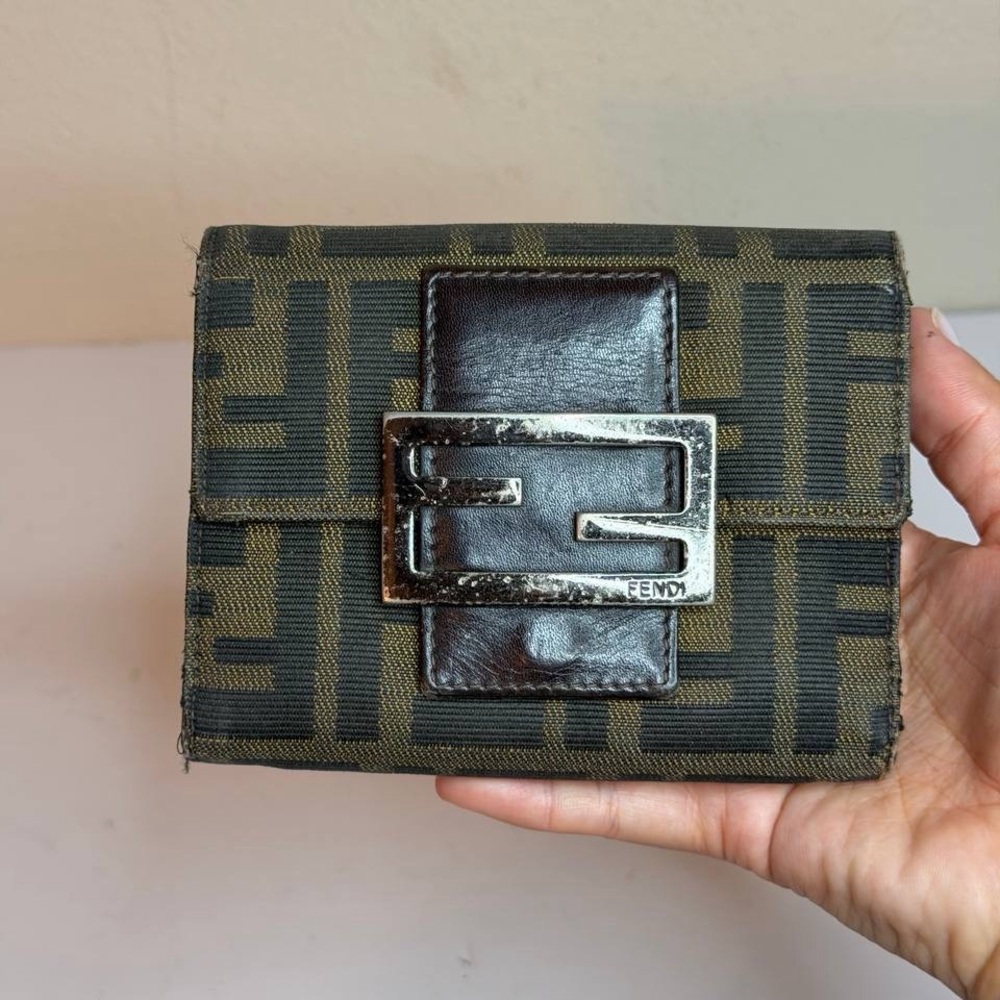 Vintage Fendi Zucca Canvas Compact Wallet